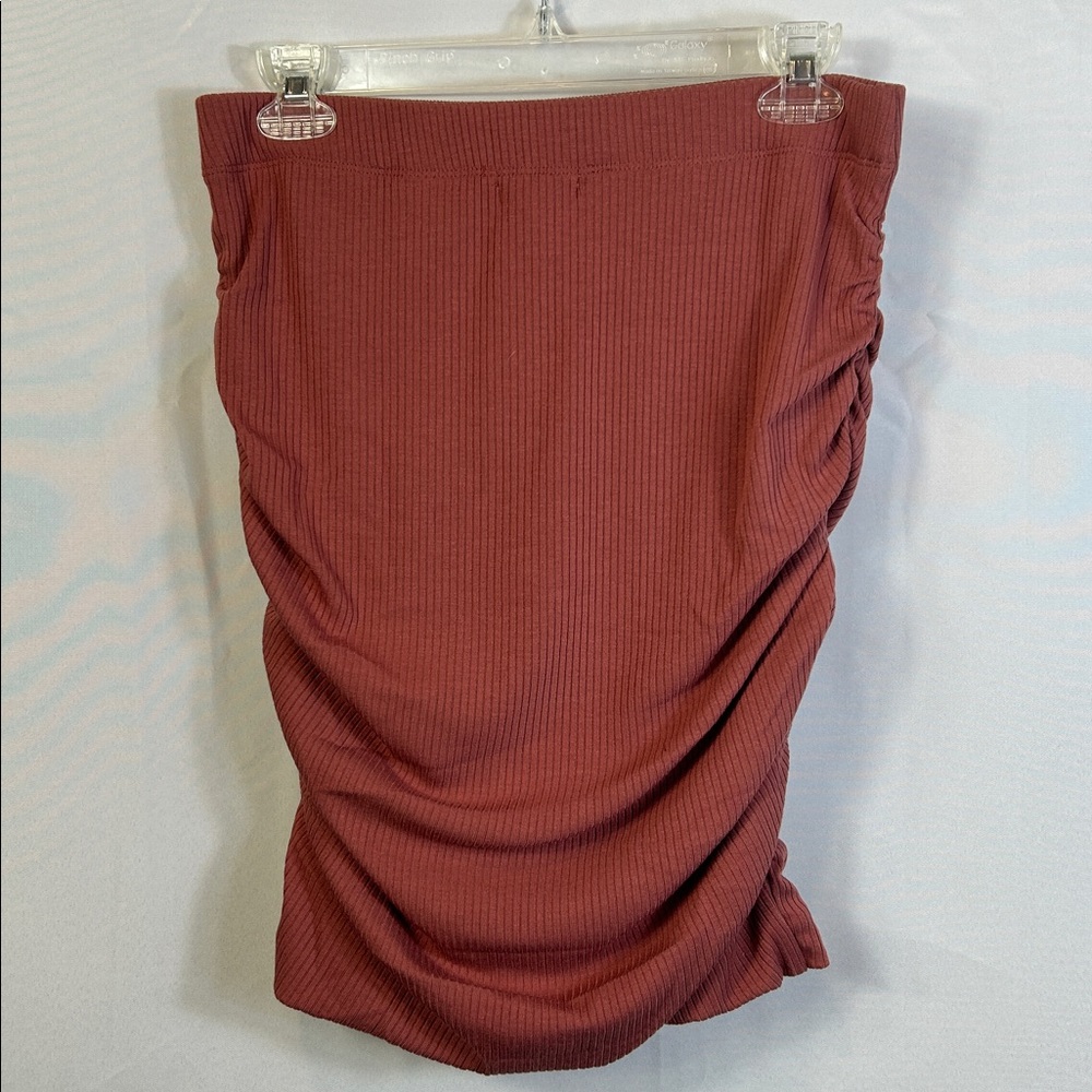 Sundry Evereve Large Ruched Ribbed Midi Skirt New Stretch Waistband